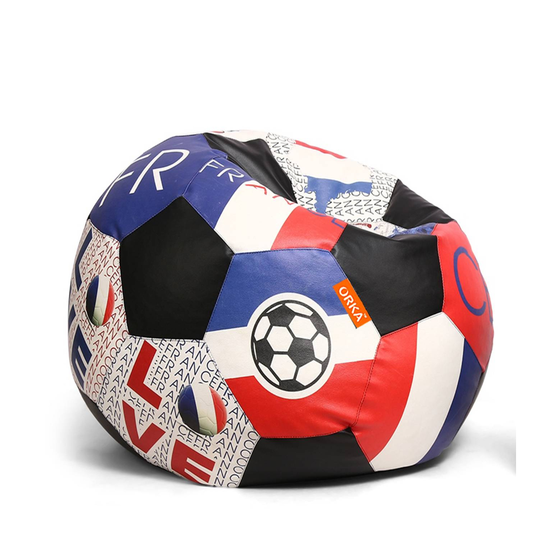 Orka Digital Printed Kids Foorball With Mathching Footstool Filled Bean Bag With Beans (FB46 Multicolor)